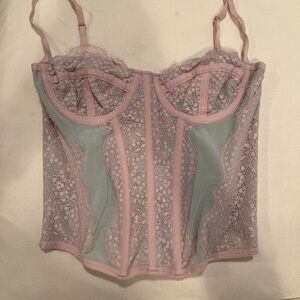 Elegant Lace Bustier in Pink and Green